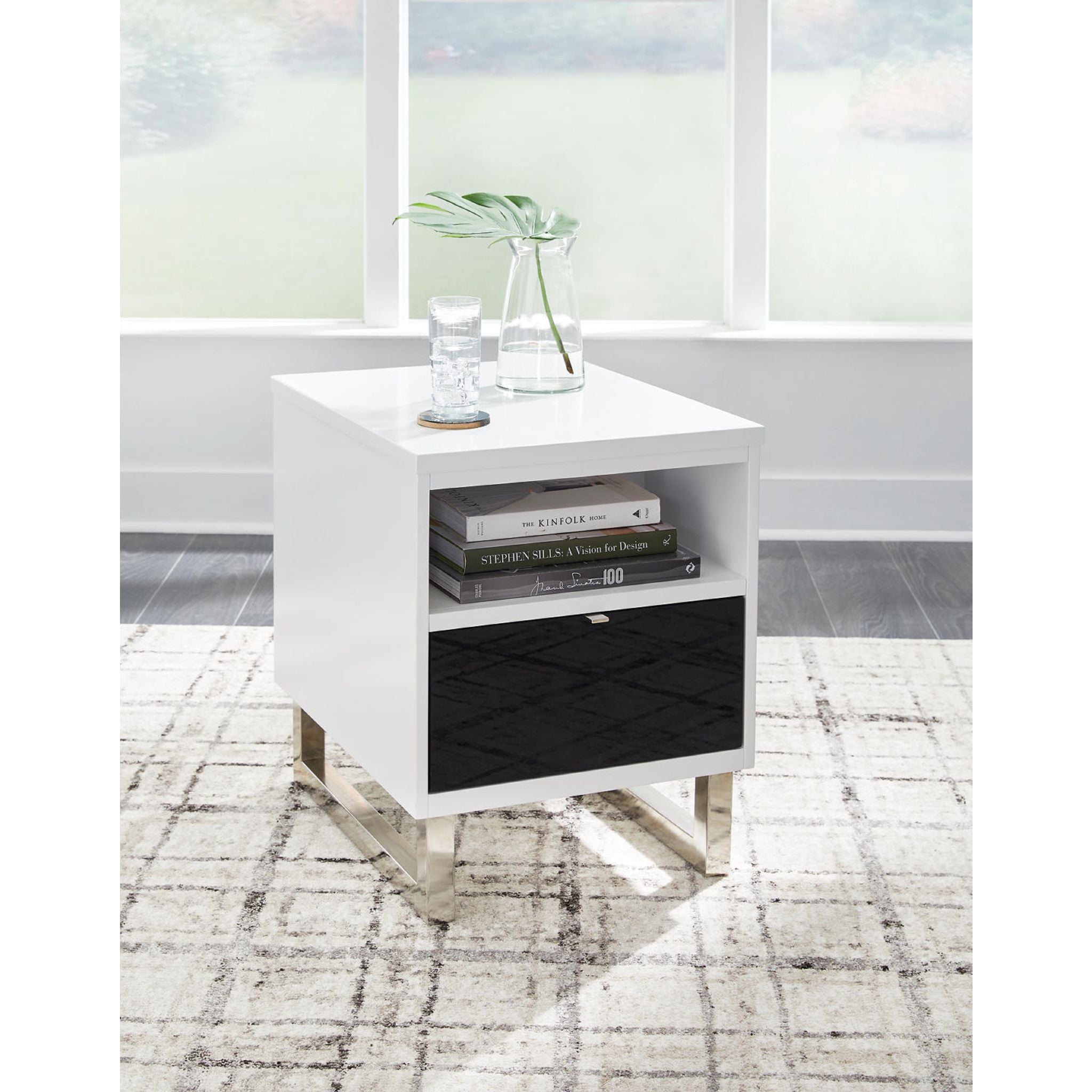 Table d'appoint Gardoni Chairside - Blanc/Noir