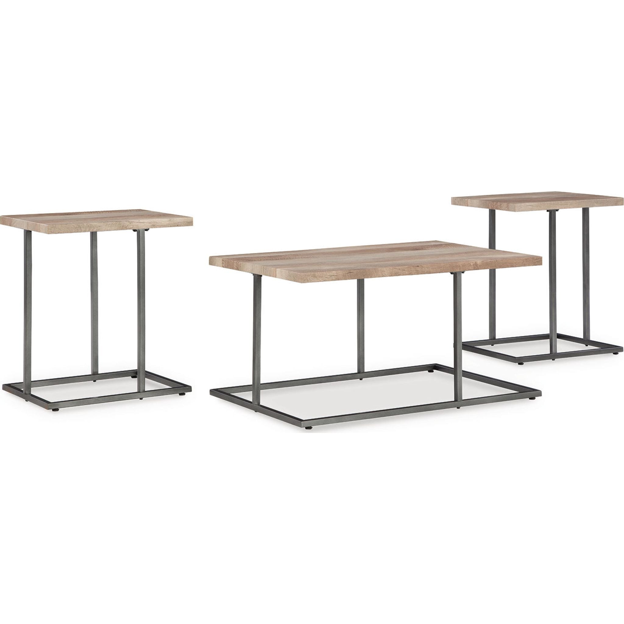 Lot de 3 tables Albreane - Brun grisâtre/Noir