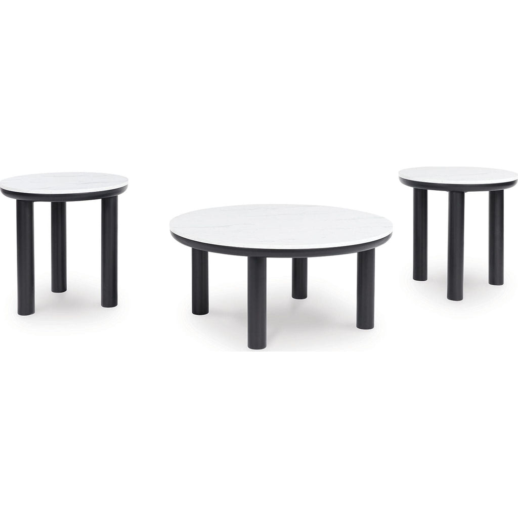 Lot de 3 tables Xandrum - Noir/Blanc
