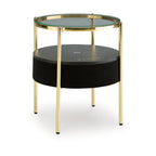 Table d'appoint Nedman avec haut-parleur intégré - Finition noire/dorée