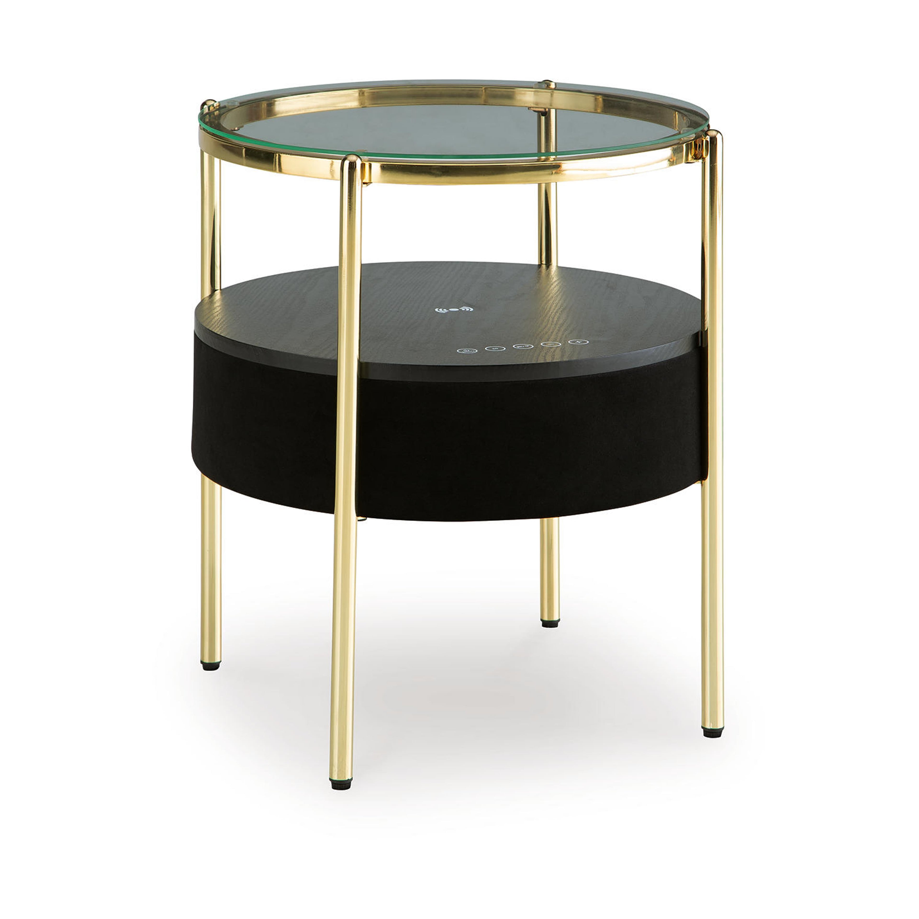 Table d'appoint Nedman avec haut-parleur intégré - Finition noire/dorée