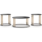 Lot de 3 tables Hannerly - Finition noire/dorée
