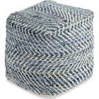 Pouf à chevrons - Bleu