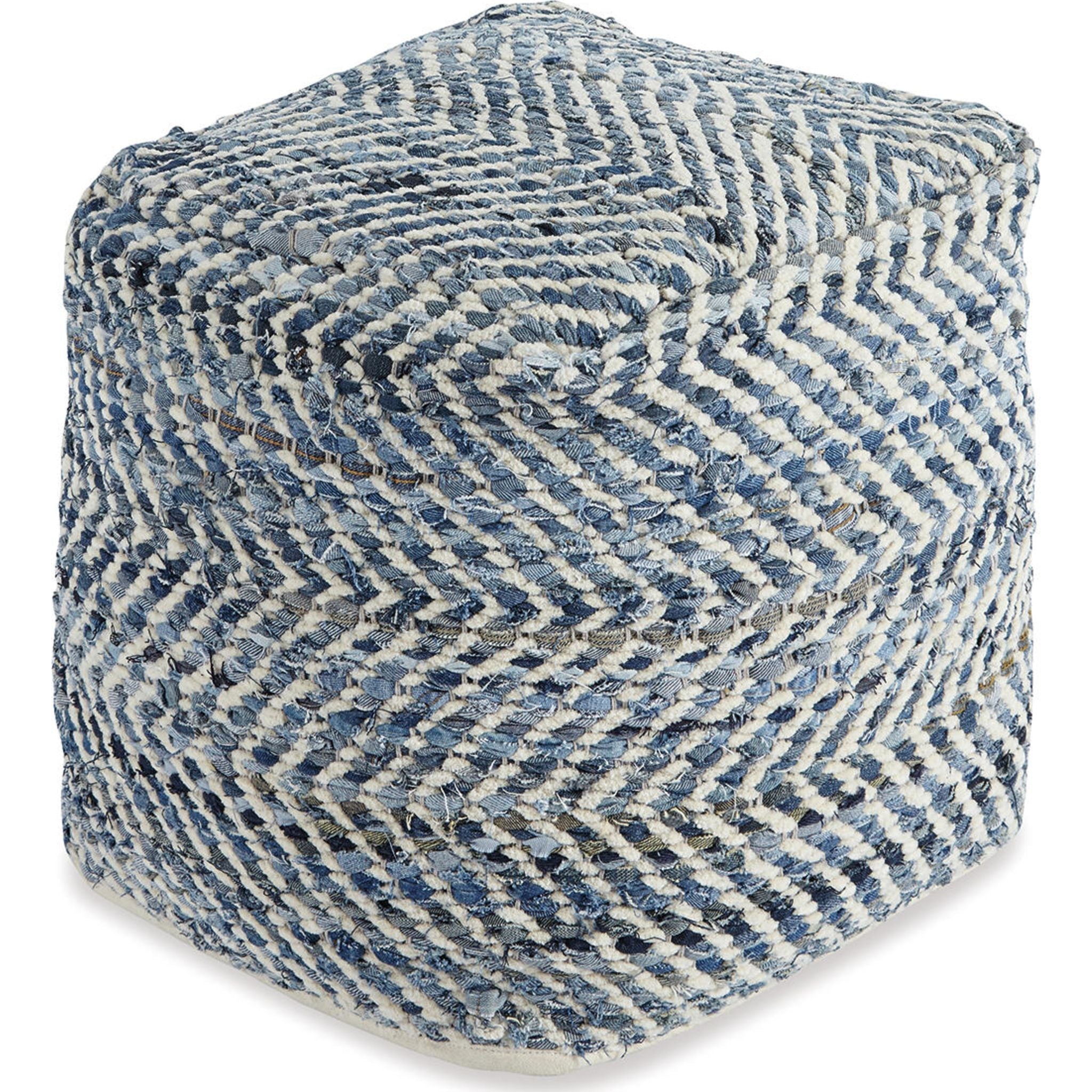 Pouf à chevrons - Bleu