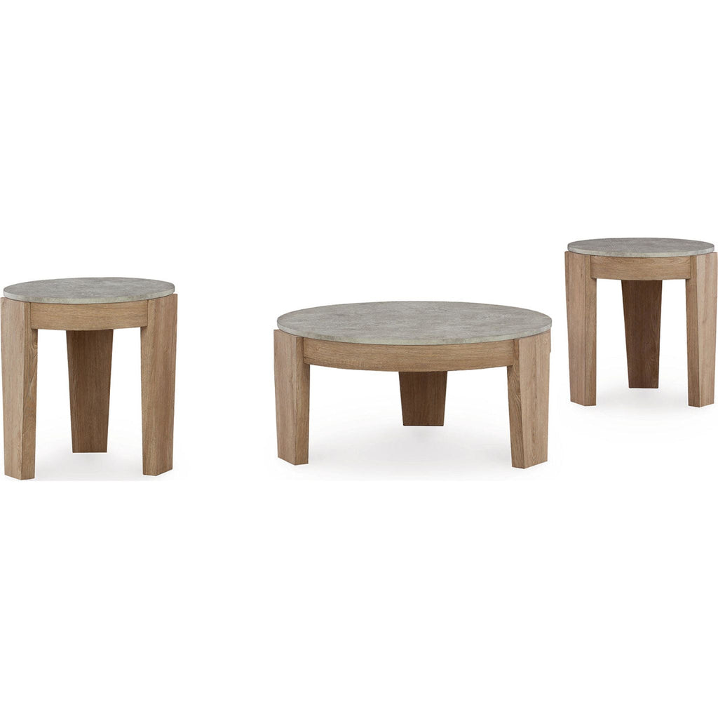 Lot de 3 tables Guystone - Marron clair