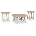 Lot de 3 tables Fawndell - Blanc antique/Brun