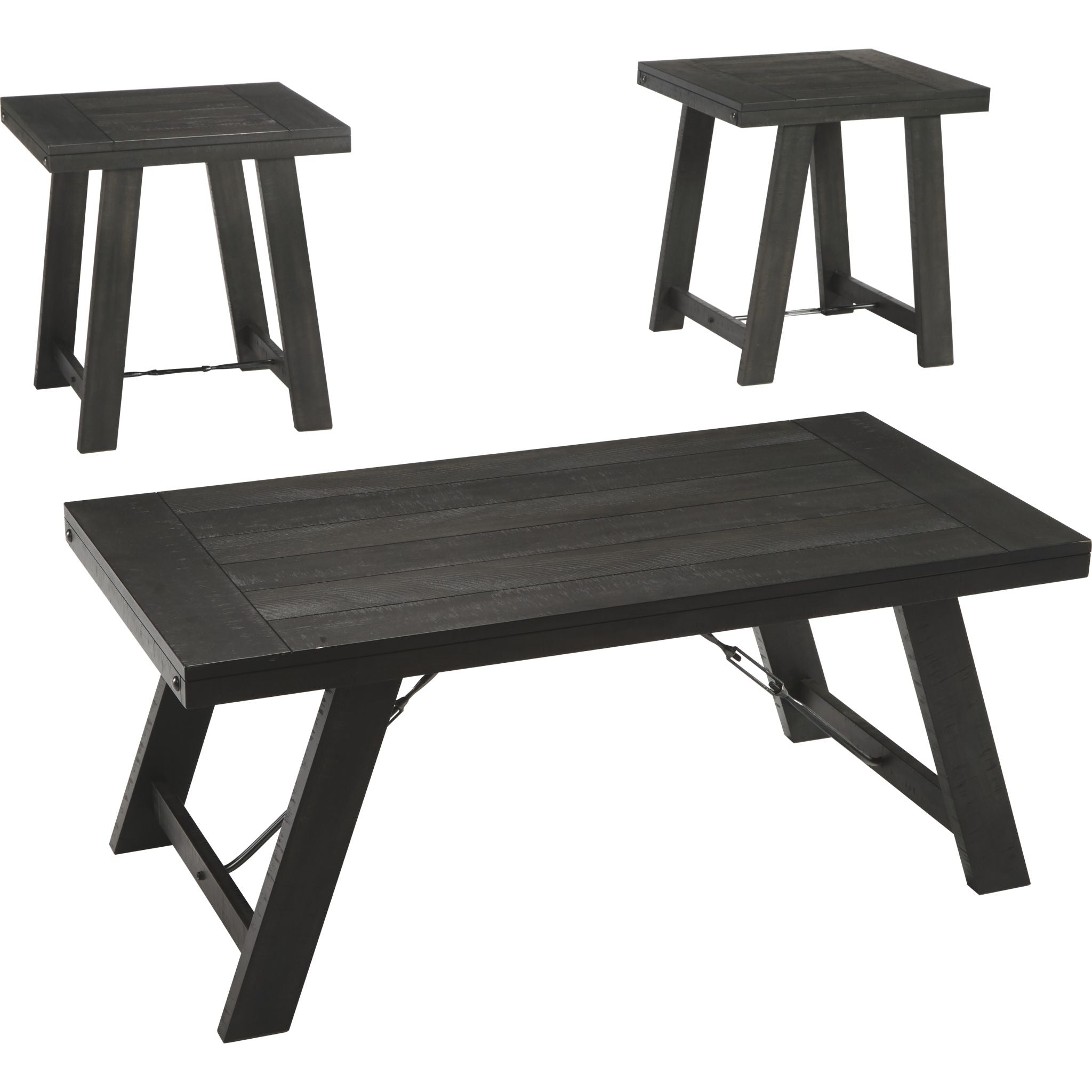 Lot de 3 tables Noorbrook - Noir/Étain