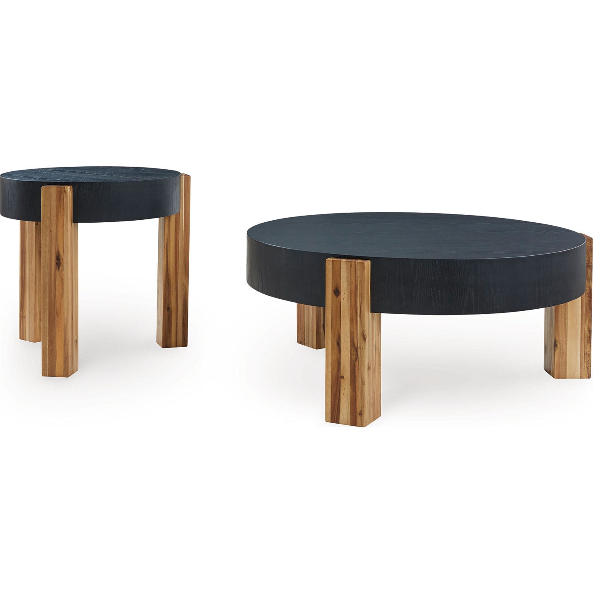 Lot de 2 tables Breenmore - Noir/Naturel