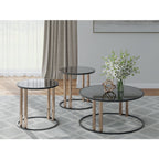 Lot de 3 tables Hannerly - Finition noire/dorée