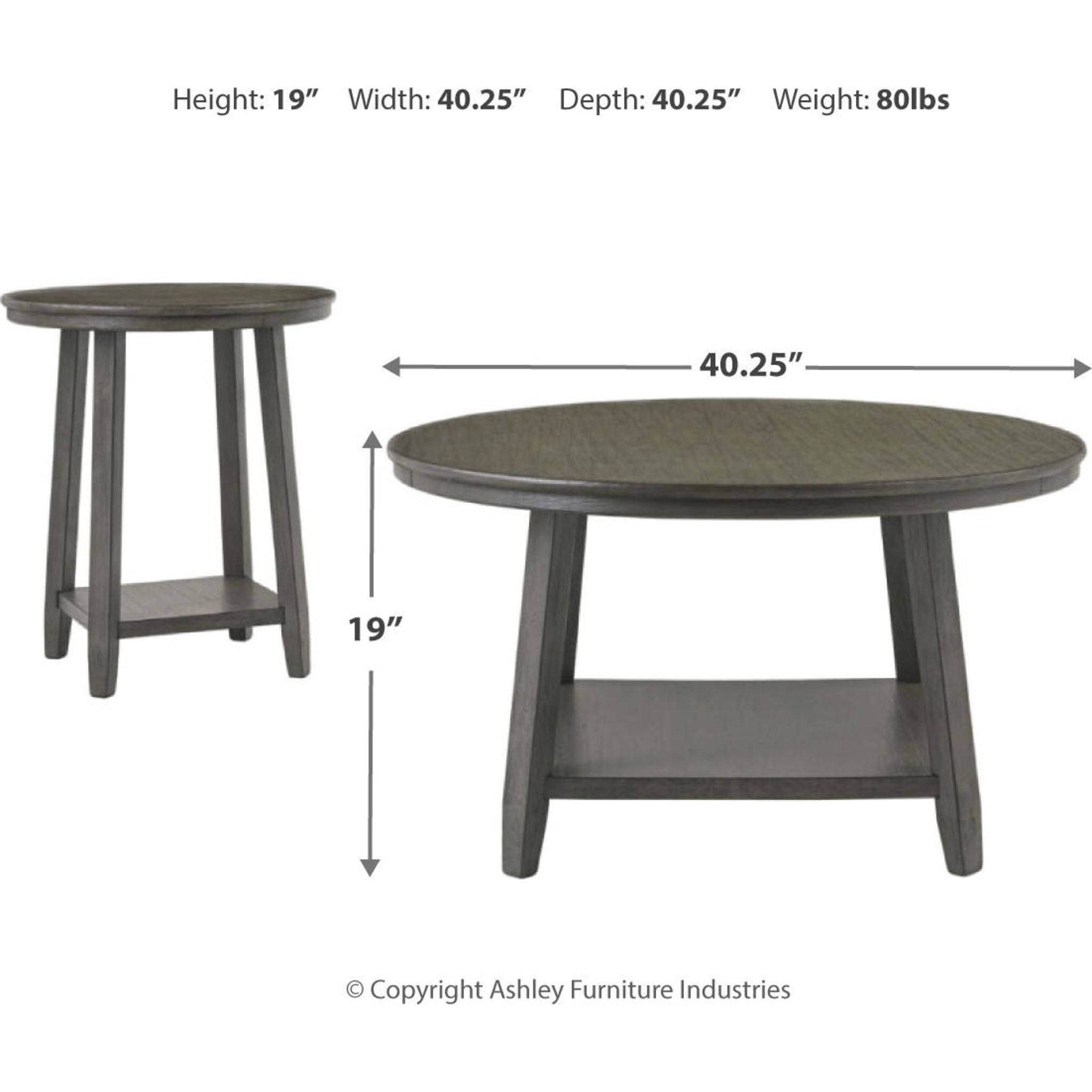 Lot de 3 tables Caitbrook - Gris