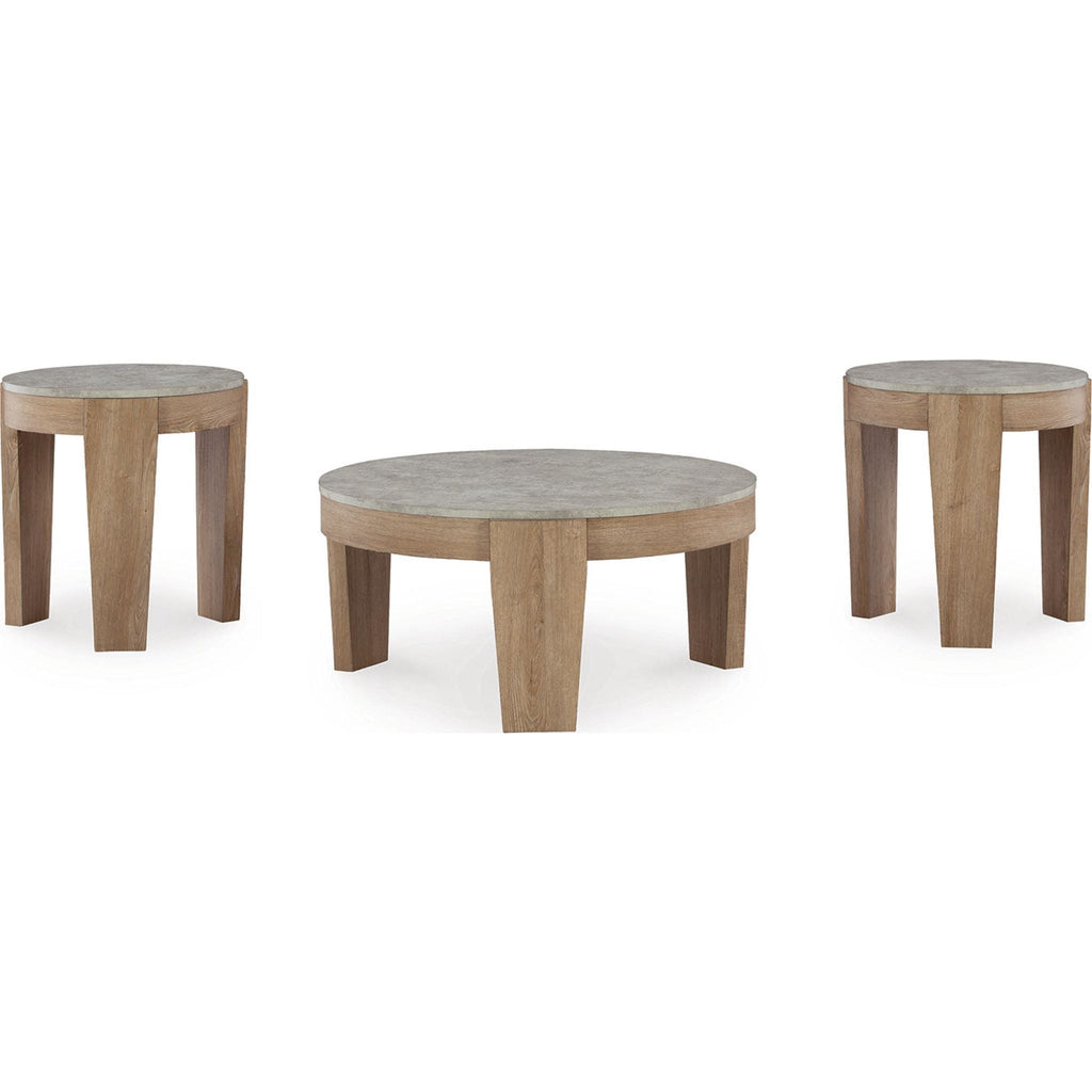 Lot de 3 tables Guystone - Marron clair