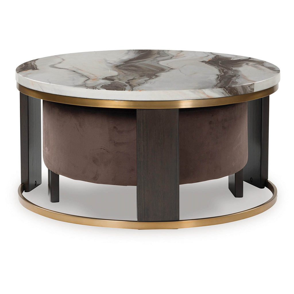 Tables basses gigognes Jazmore (lot de 2) - Finition marron/laiton