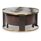 Tables basses gigognes Jazmore (lot de 2) - Finition marron/laiton