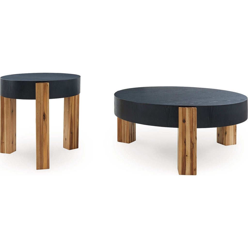 Lot de 2 tables Breenmore - Noir/Naturel