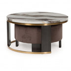 Tables basses gigognes Jazmore (lot de 2) - Finition marron/laiton