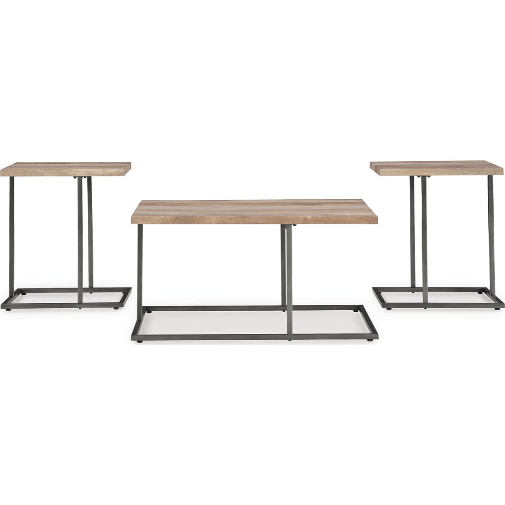 Lot de 3 tables Albreane - Brun grisâtre/Noir