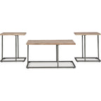 Lot de 3 tables Albreane - Brun grisâtre/Noir