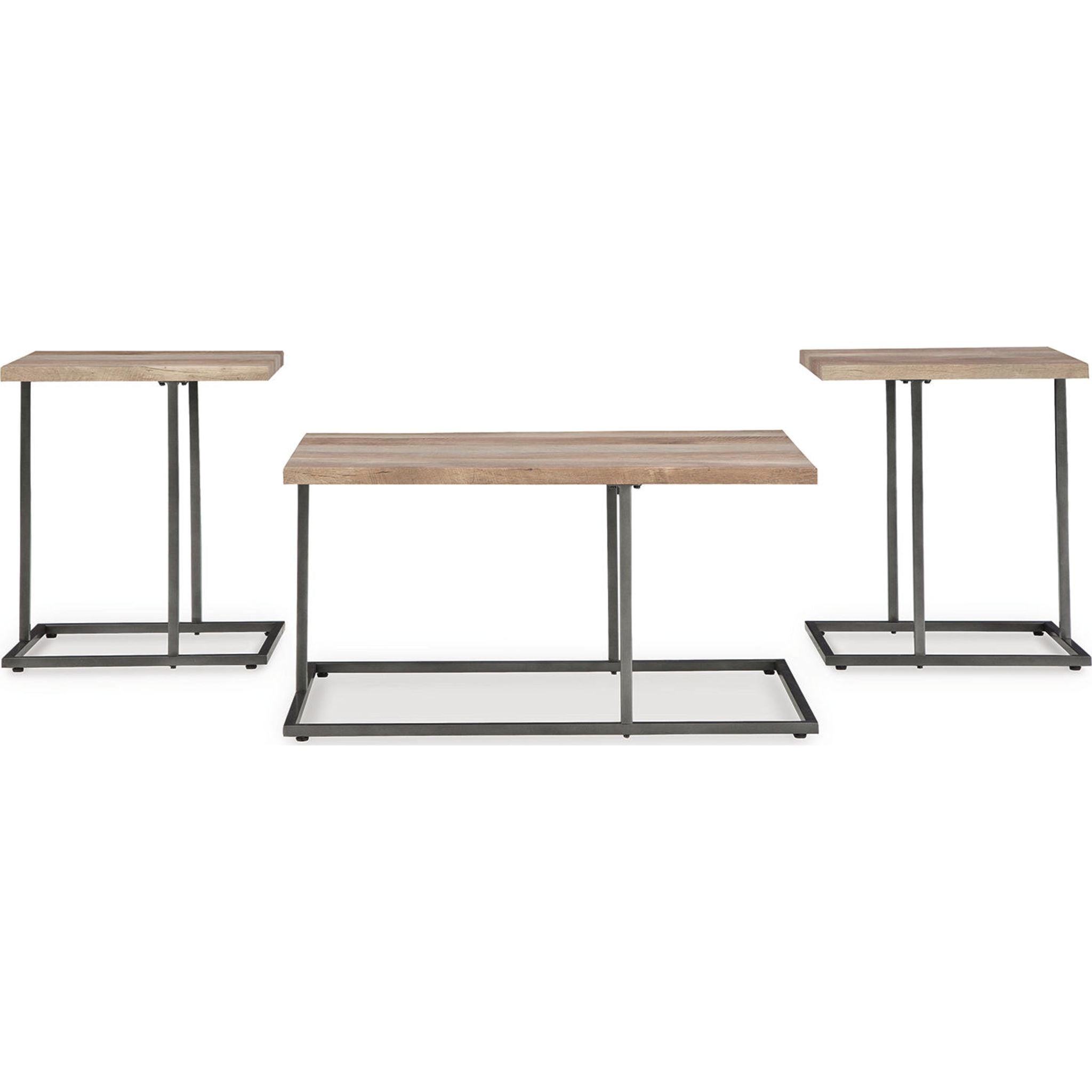 Lot de 3 tables Albreane - Brun grisâtre/Noir