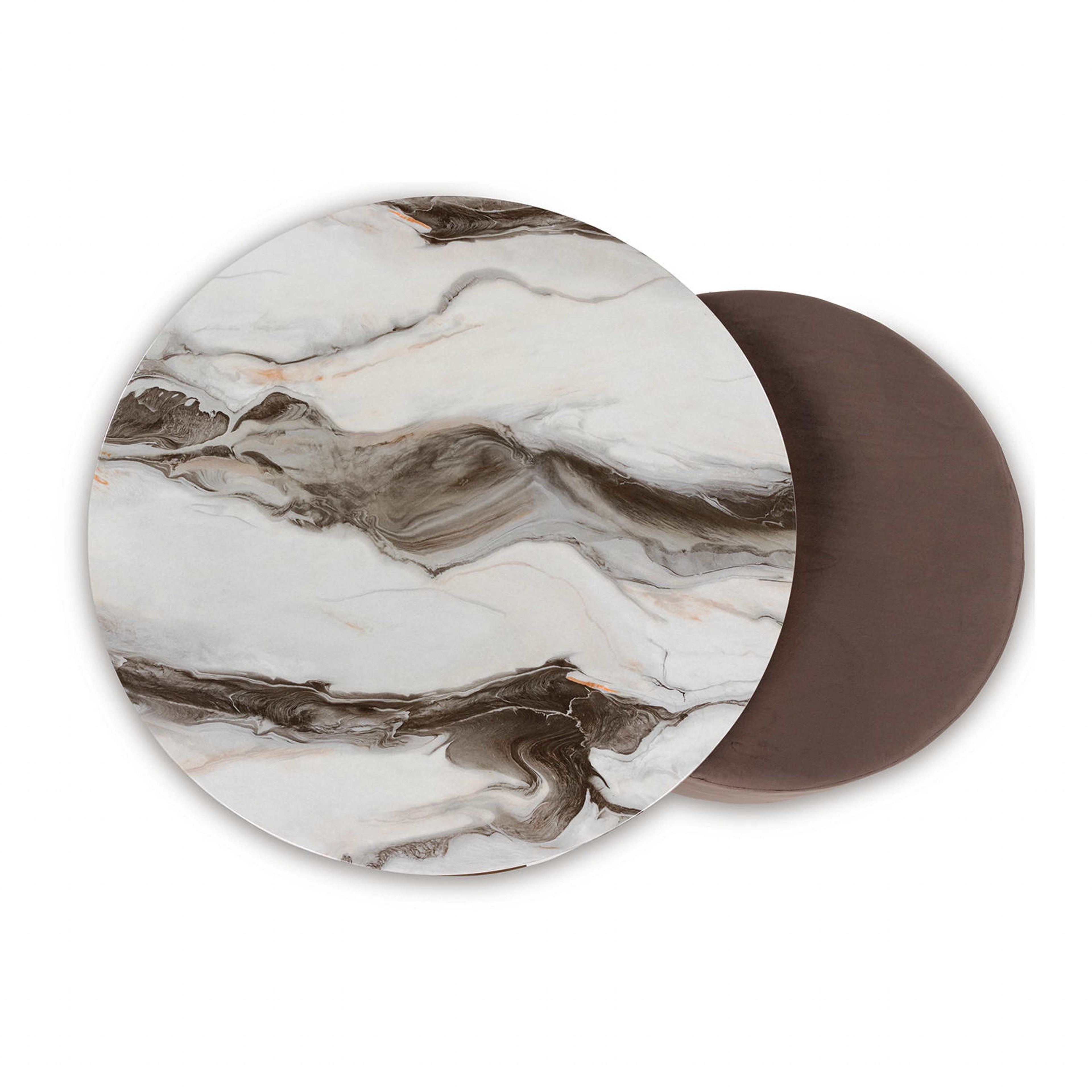 Tables basses gigognes Jazmore (lot de 2) - Finition marron/laiton