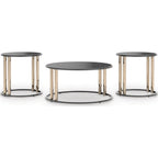 Lot de 3 tables Hannerly - Finition noire/dorée