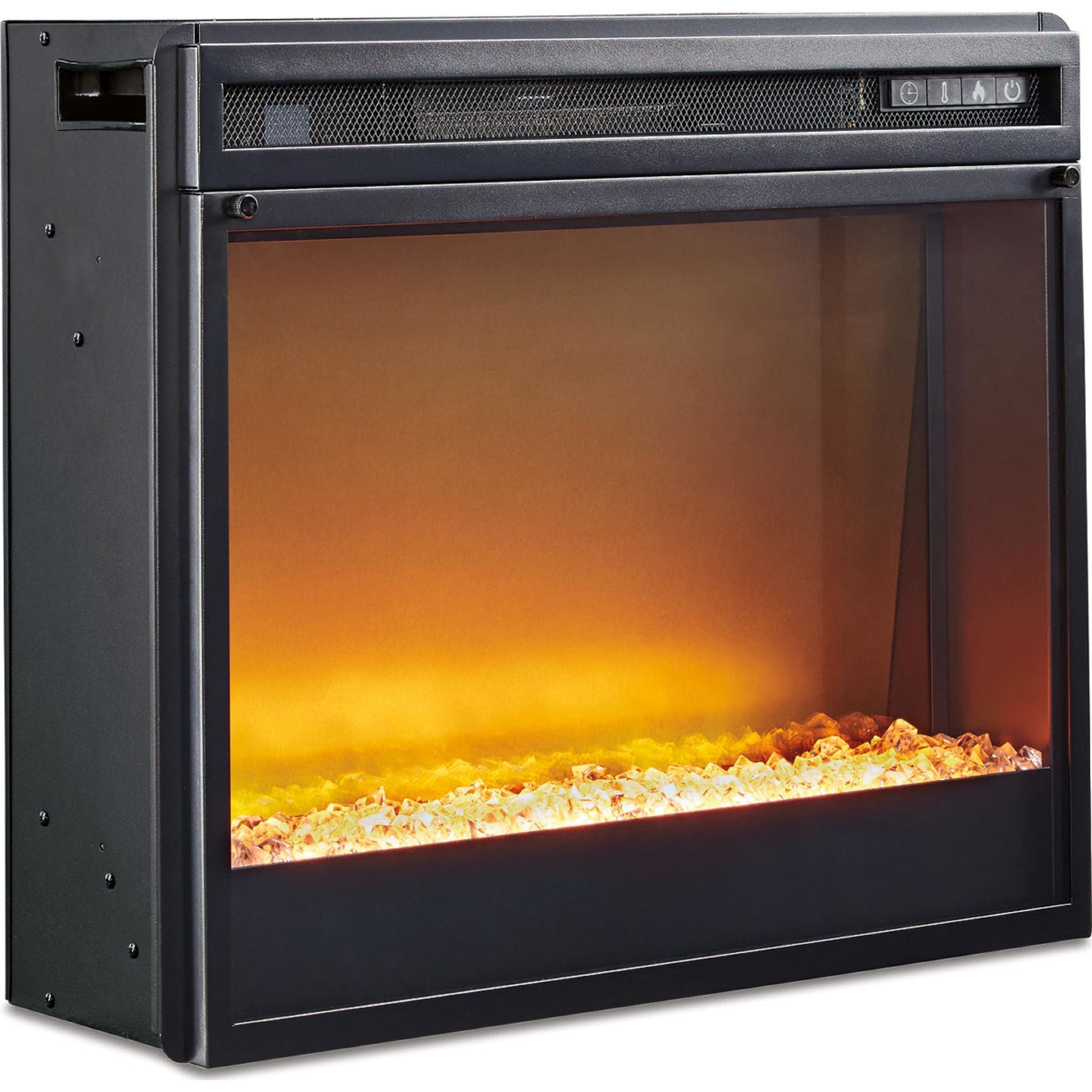 Accessoires de divertissement - Insert de cheminée avec verre concassé - Noir