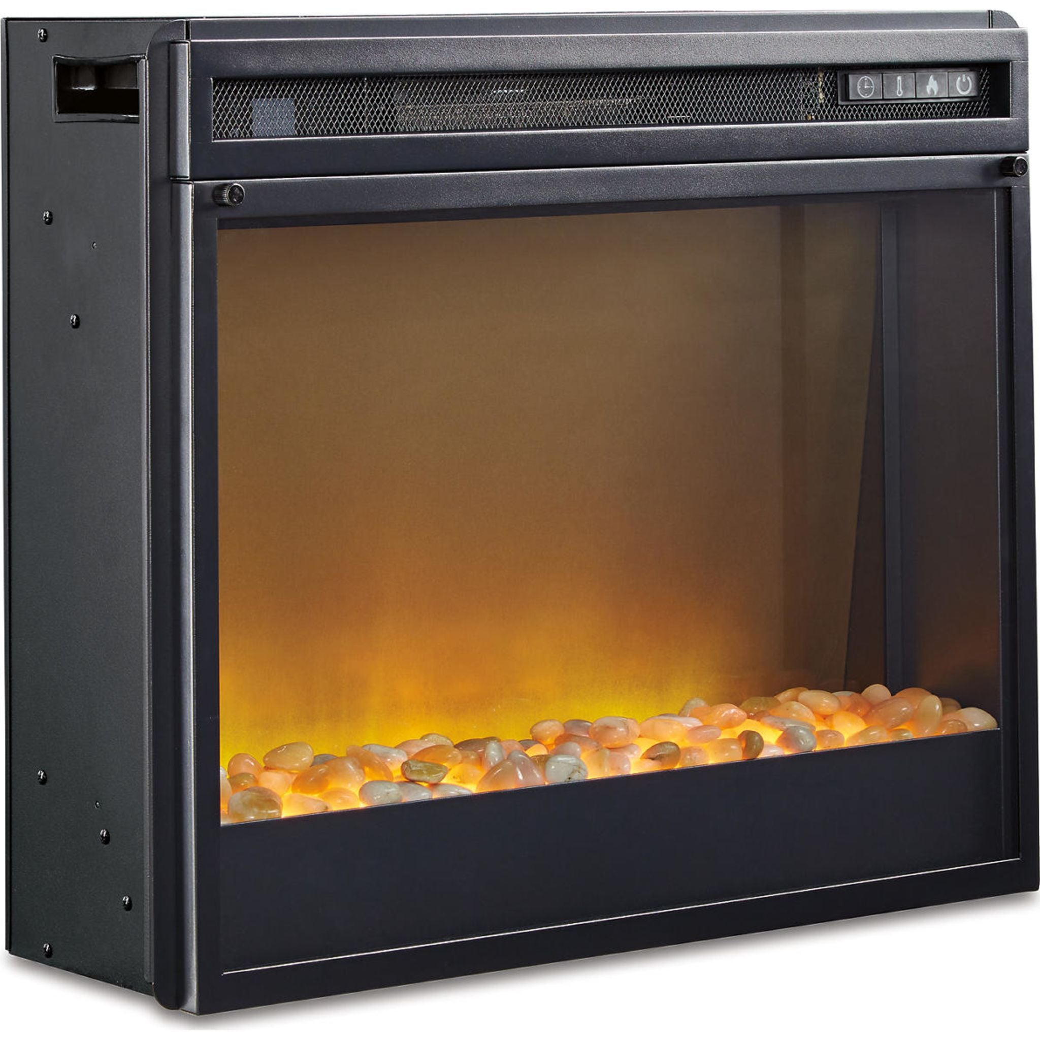 Accessoires de divertissement - Insert de cheminée avec verre concassé - Noir