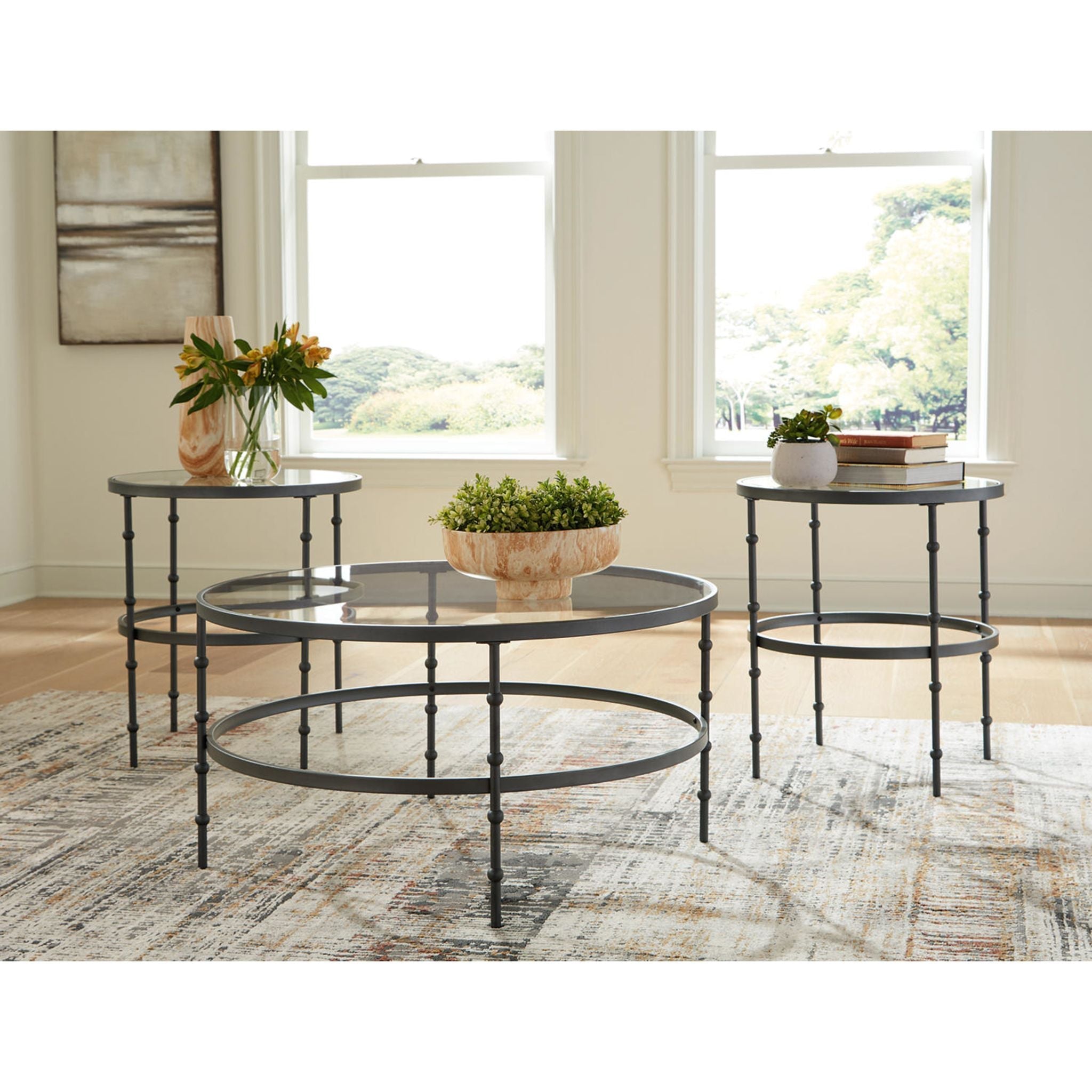 Lot de 3 tables Kellyco - Gris anthracite