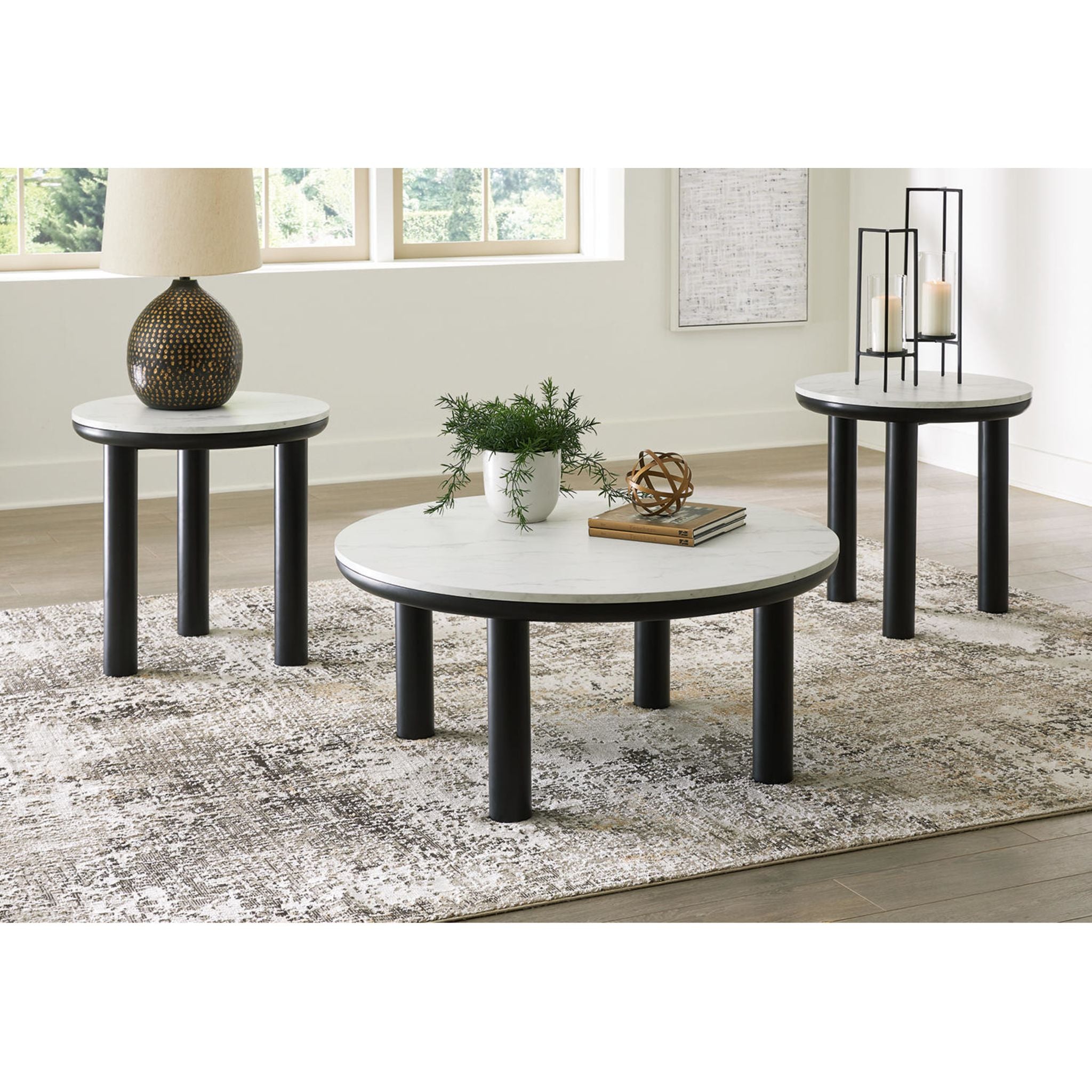 Lot de 3 tables Xandrum - Noir/Blanc