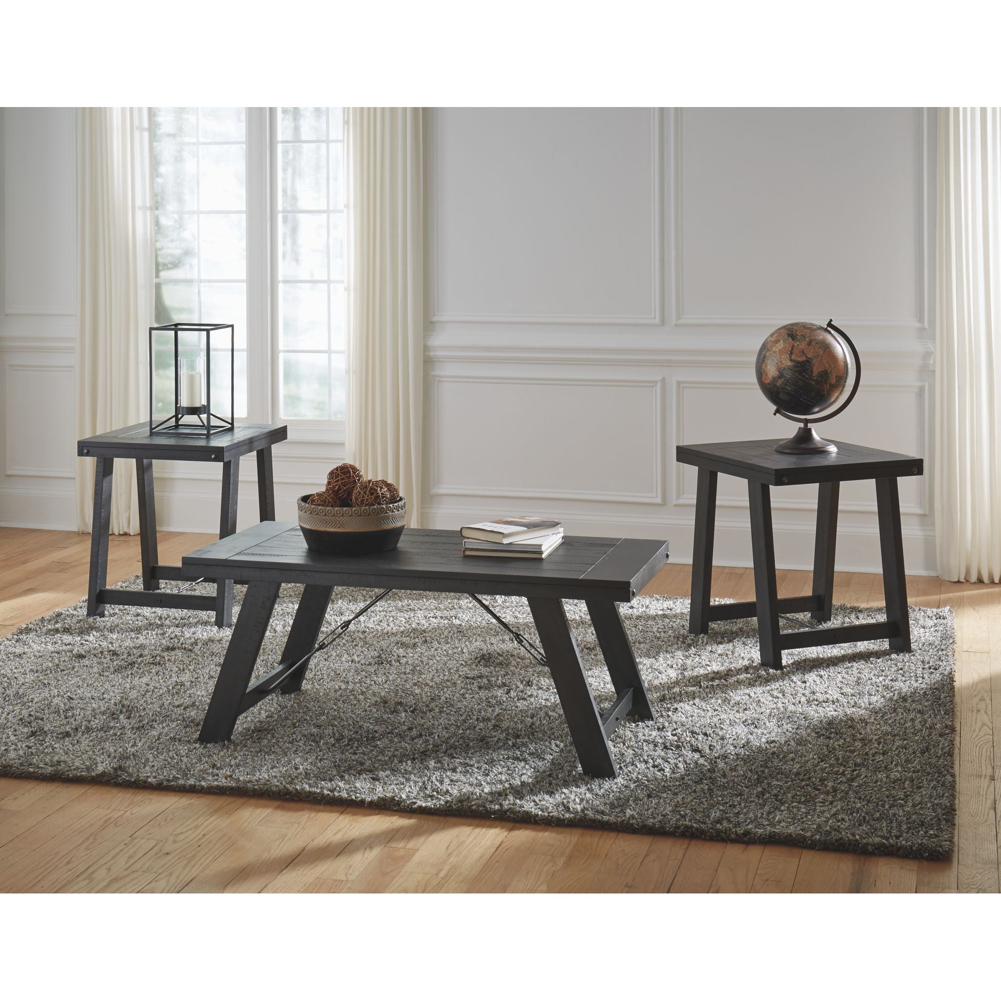 Lot de 3 tables Noorbrook - Noir/Étain