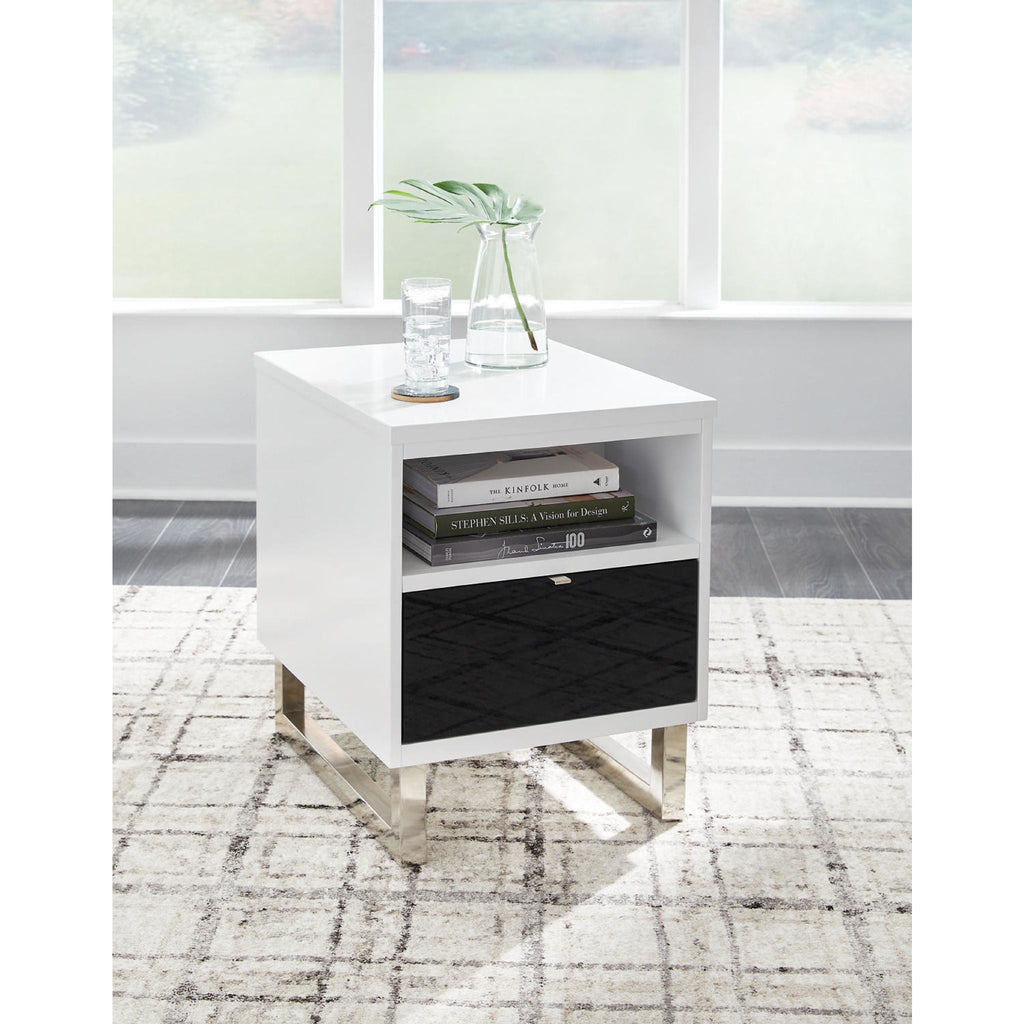 Table d'appoint Gardoni Chairside - Blanc/Noir