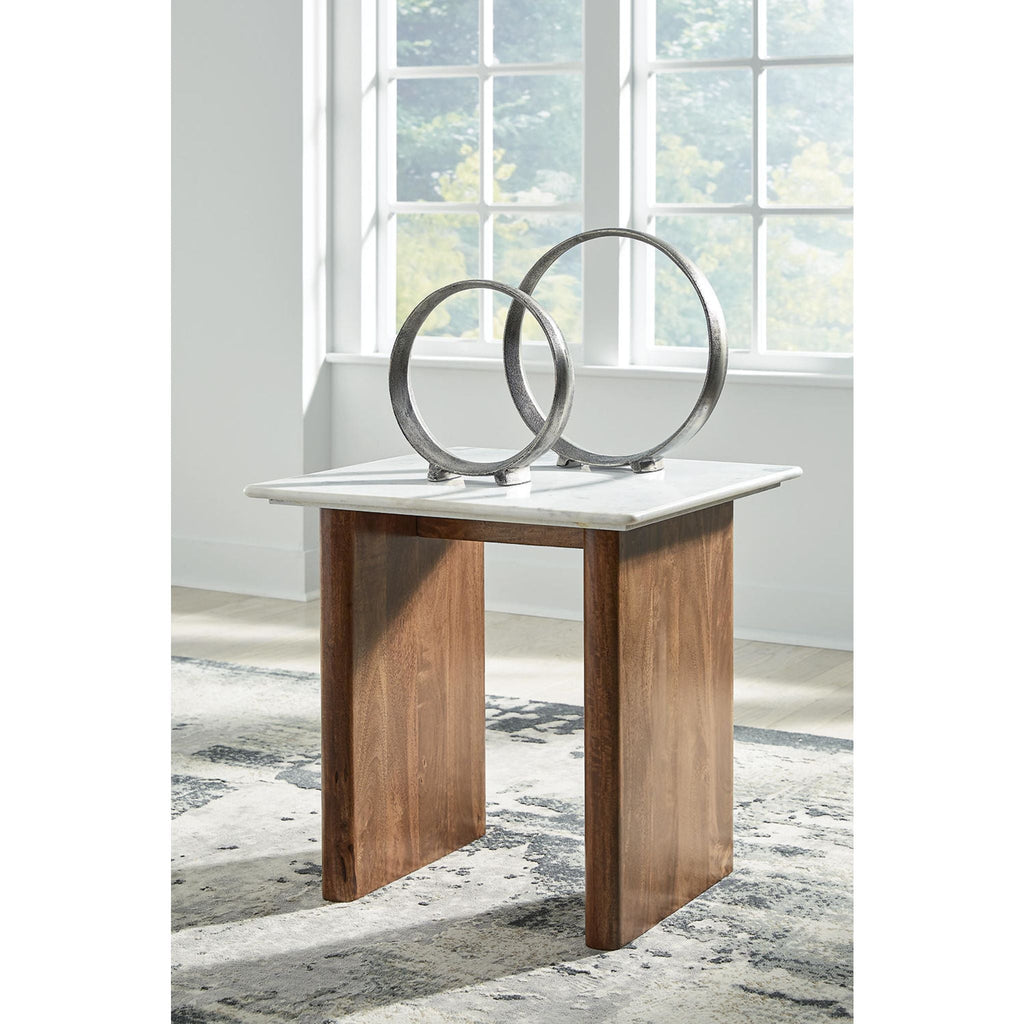 Table d'appoint Isanti - Marron clair/Blanc