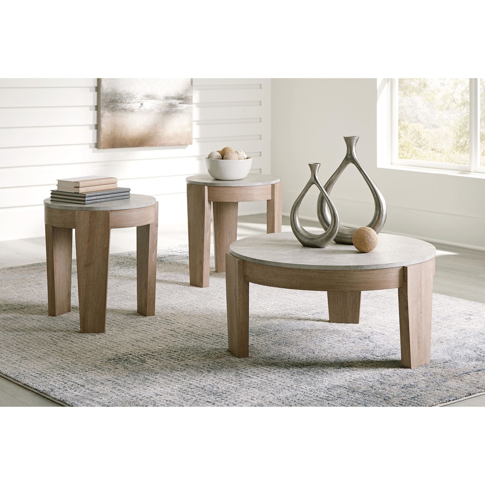 Lot de 3 tables Guystone - Marron clair