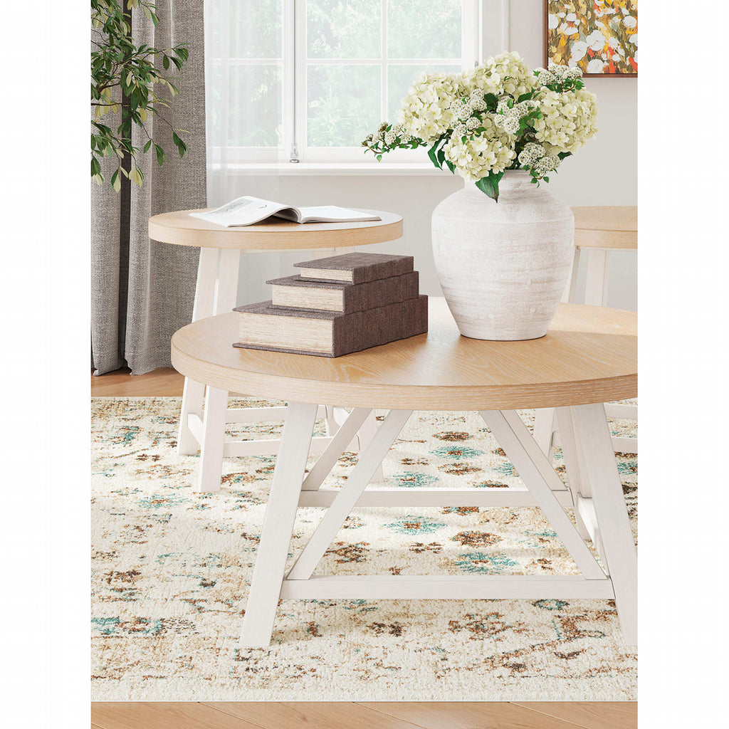 Lot de 3 tables Fawndell - Blanc antique/Brun