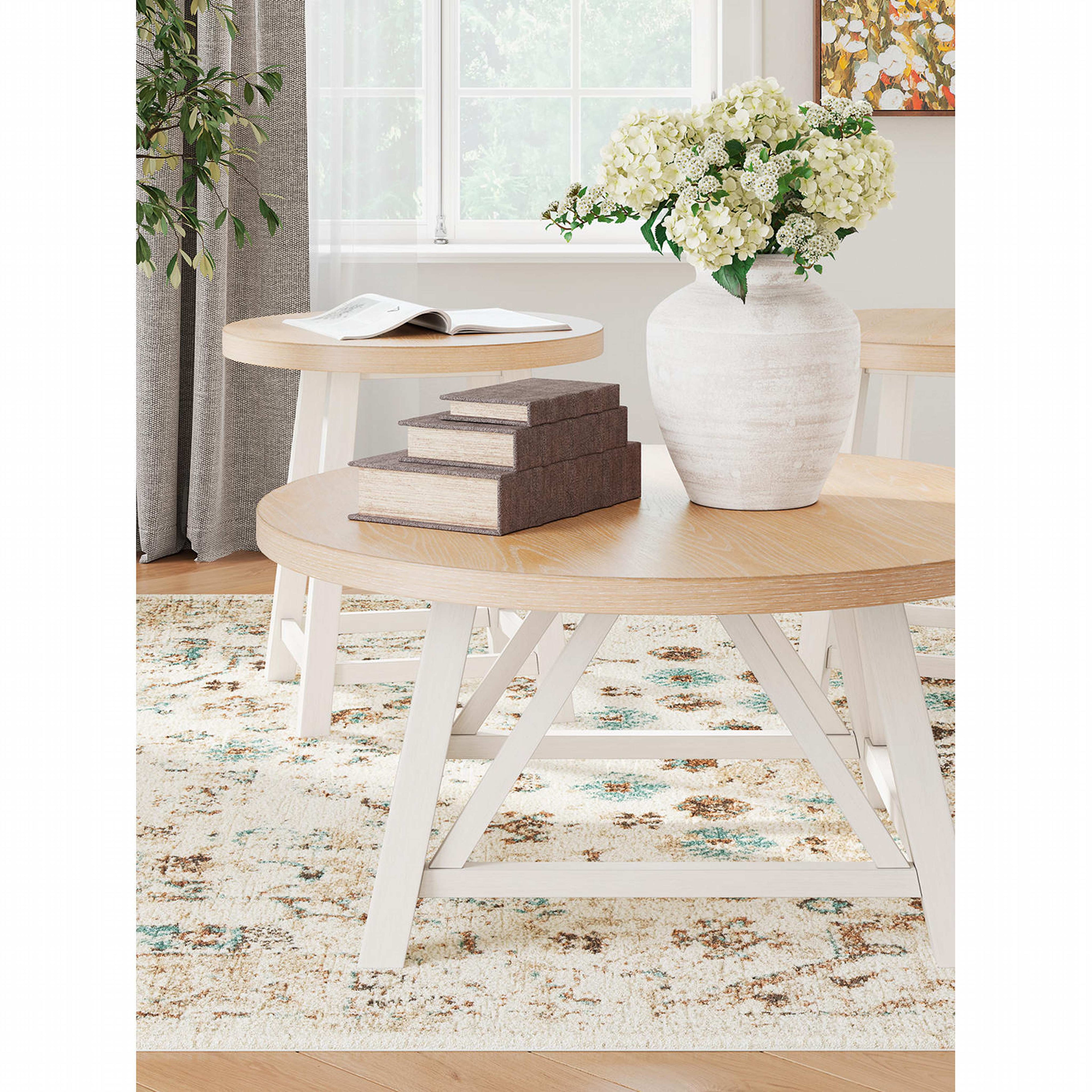 Lot de 3 tables Fawndell - Blanc antique/Brun