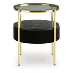 Table d'appoint Nedman avec haut-parleur intégré - Finition noire/dorée