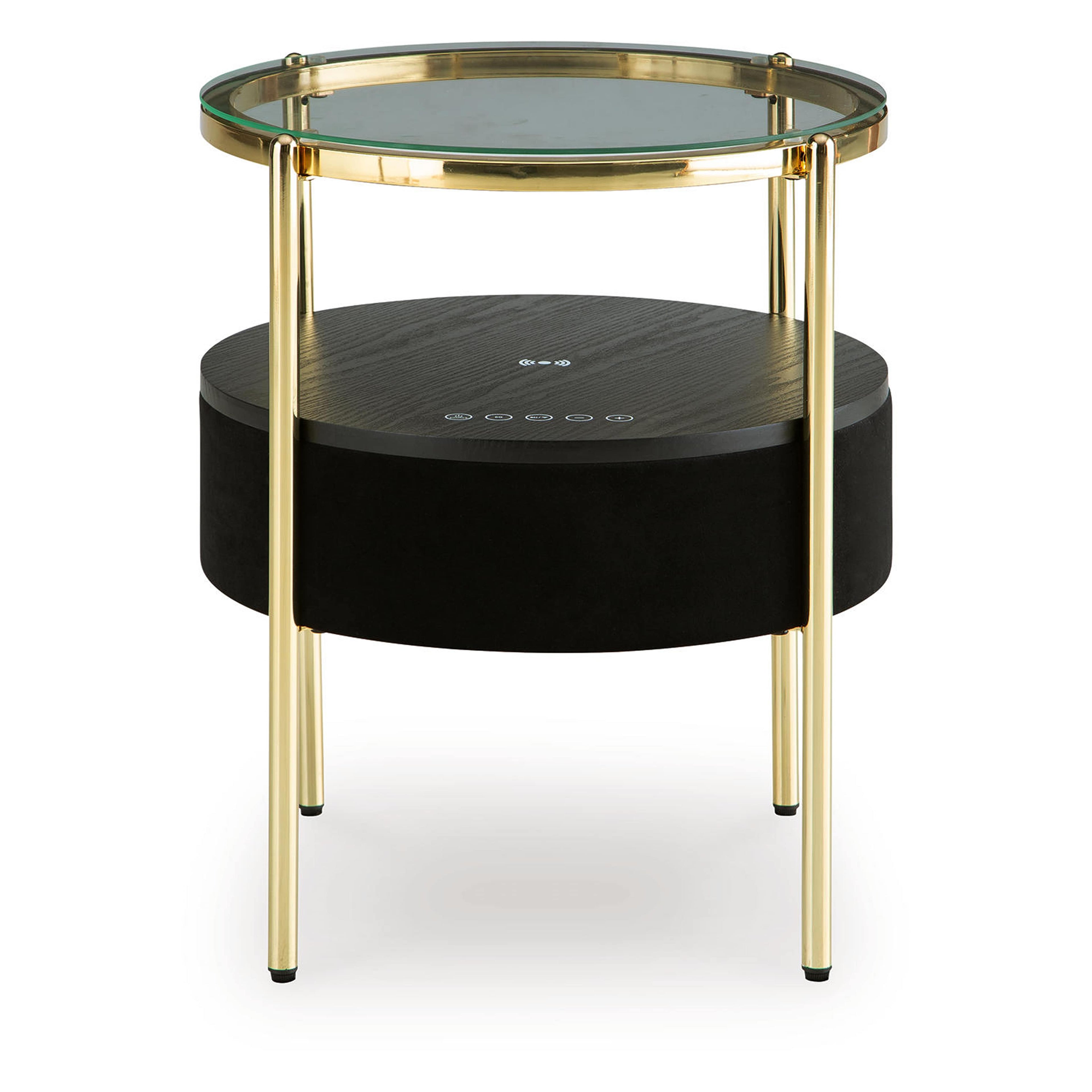 Table d'appoint Nedman avec haut-parleur intégré - Finition noire/dorée